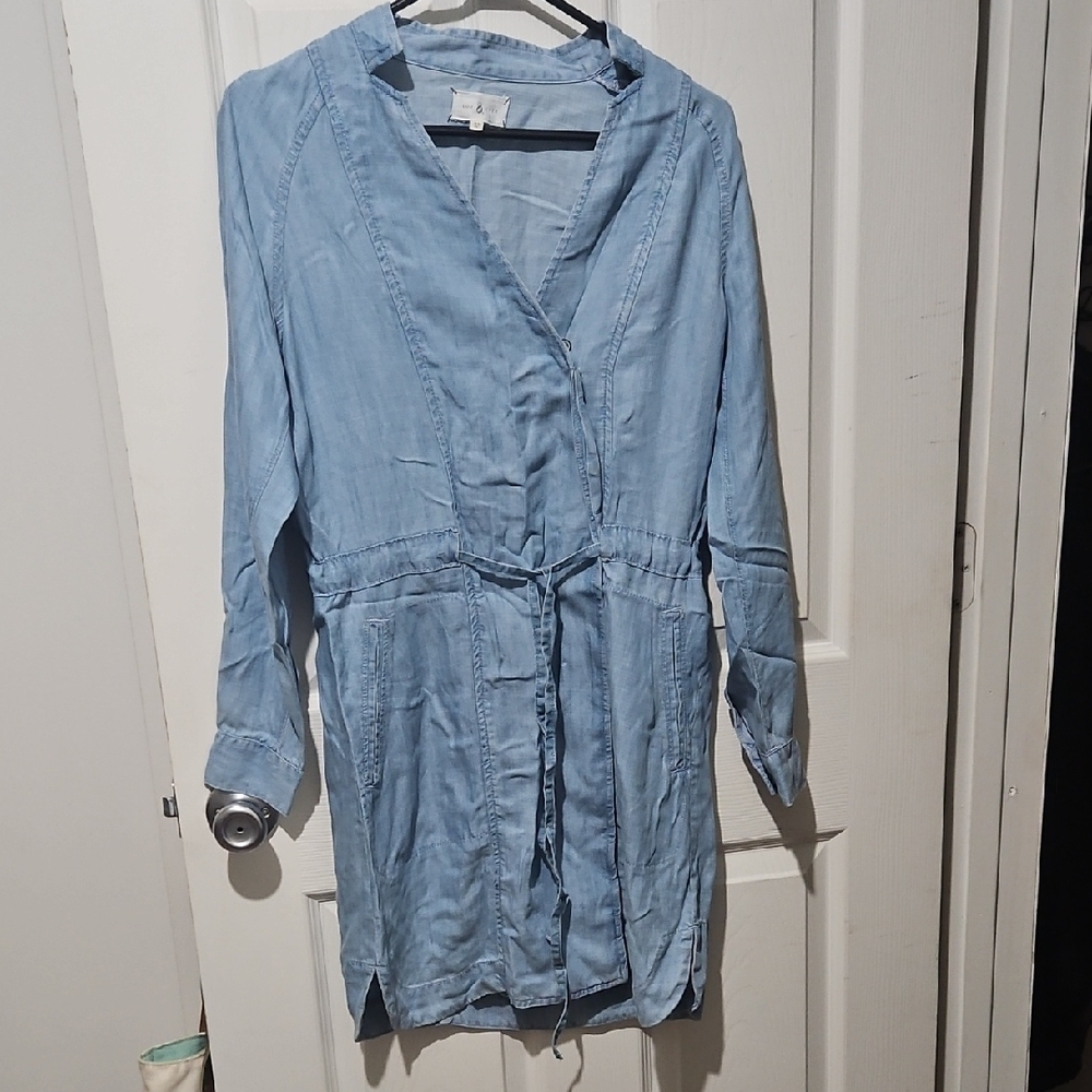 Lou & Grey Light Blue Long Sleeve Dress Size Xsmall
